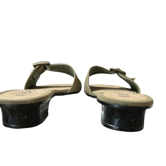 Eve Buckle Sandal Slides Low Heel Khaki Color Size 11 - Picture 5 of 13